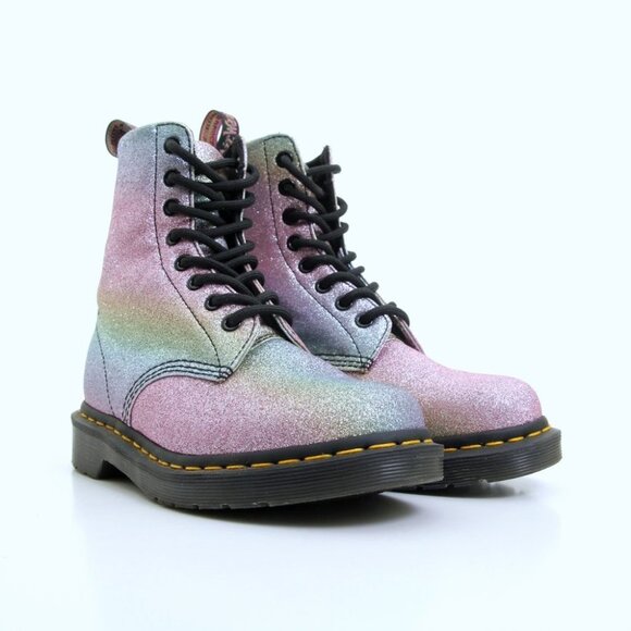 EUC Dr. Martens 1460 Pascal Rainbow Glitter Lace Up Boots in Multicolors Size 6 - Picture 13 of 16